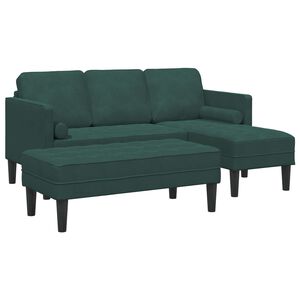 vidaXL Conjunto de Sof&aacute;s 2 unid. Verde Escuro Poli&eacute;ster