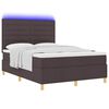vidaXL Cama Box Spring LED Marrom Escuro 140 x 200 cm tecido