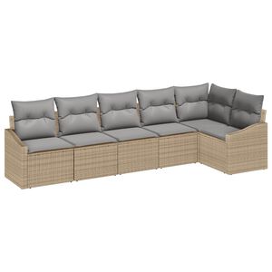 vidaXL Conjunto de Sof&aacute; de Jardim 6 pcs Bege e Cinza Claro vime PE