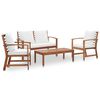 vidaXL 4 pcs conjunto lounge de jardim com almofad&otilde;es ac&aacute;cia maci&ccedil;a