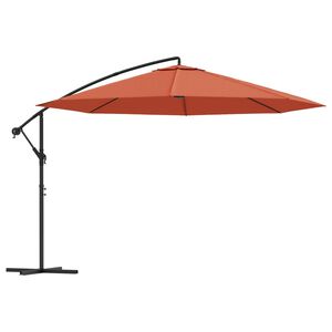 vidaXL Guarda-sol cantilever com poste de alum&iacute;nio 350 cm terracota