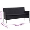 vidaXL 5 pcs conjunto lounge de jardim c/ almofadões vime PE preto