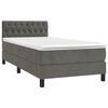 vidaXL Cama box spring c/ colch&atilde;o/LED 90x200 cm veludo cinzento-escuro
