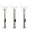 vidaXL Lumin&aacute;rias de balizamento com sensor e tomada, 3 pe&ccedil;as, 80 cm, a&ccedil;o inoxid&aacute;vel, IP44