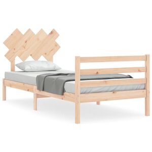 vidaXL Estrutura cama de solteiro c/ cabeceira madeira maci&ccedil;a