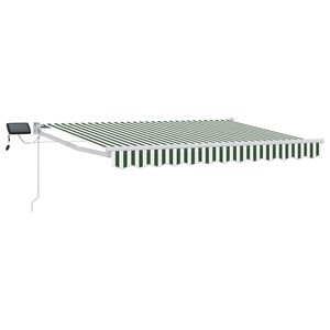 vidaXL Toldo retr&aacute;til manual com LEDs Verde e Branco 3 x 2,5 m
