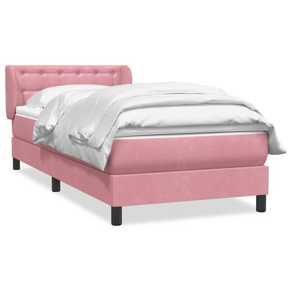 vidaXL Cama com molas/colch&atilde;o 80x220 cm veludo rosa