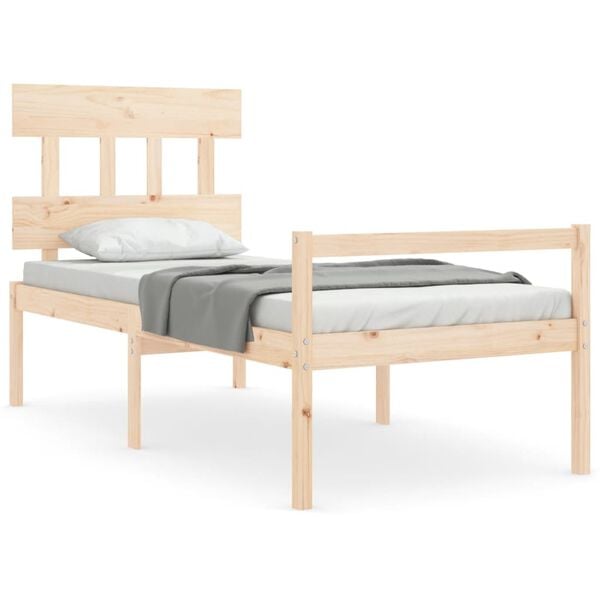 vidaXL Cama para idosos com cabeceira 90x200 cm madeira maciça