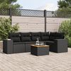 vidaXL 6 pcs conjunto sof&aacute;s de jardim c/ almofad&otilde;es vime PE preto