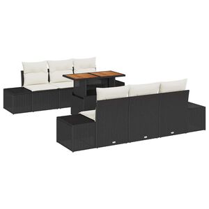 vidaXL Conjunto de Sof&aacute; de Jardim 7 unid. Preto vime PE