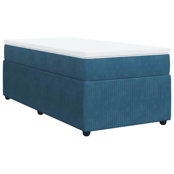 vidaXL Cama com molas/colch&atilde;o 90x190 cm veludo azul-escuro
