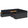 vidaXL 11 pcs conjunto sof&aacute;s jardim c/ almofad&otilde;es vime PE/ac&aacute;cia preto