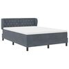 vidaXL Cama Box com colch&atilde;o Cinzento escuro 140 x 190 cm Veludo