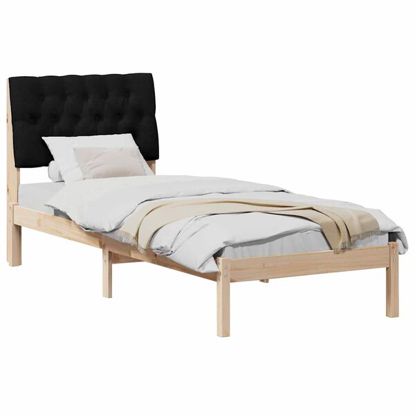 vidaXL Estrutura de Cama com Cabeceira Estofada Castanho 75 x 190 cm