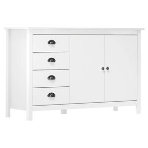 vidaXL Aparador Hill 130x40x80 cm madeira de pinho maci&ccedil;a branco