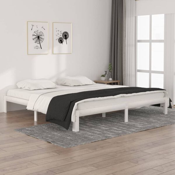 vidaXL Estrutura de cama 200x200 cm pinho maci&ccedil;o branco