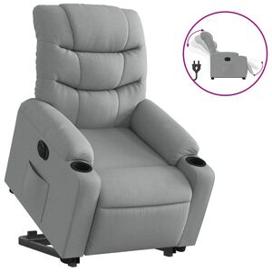 vidaXL Poltrona reclin&aacute;vel elevat&oacute;ria el&eacute;trica tecido cinzento-claro
