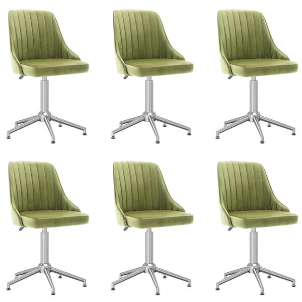 vidaXL Cadeiras de jantar girat&oacute;rias 6 pcs veludo verde-claro