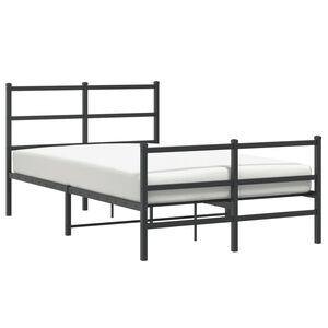vidaXL Estrutura de cama com cabeceira e p&eacute;s 120x200 cm metal preto