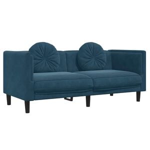 vidaXL Sof&aacute; com almofad&otilde;es 2 lugares veludo azul
