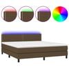 vidaXL Cama box spring c/ colch&atilde;o/LED 180x200cm tecido castanho-escuro