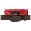 vidaXL Conjunto de Sof&aacute; de Jardim 5 unid. Castanho vime PE