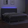 vidaXL Cama box spring c/ colch&atilde;o e LED 200x200 cm tecido cinza-escuro