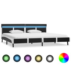 vidaXL Estrutura de cama c/ LED 180x200 cm couro artificial cinzento