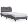 vidaXL Estrutura de cama sem colch&atilde;o Hvar 90x200 cm couro artificial cinzento