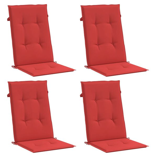 vidaXL Almofad&otilde;es para cadeiras altas de jardim 4 pcs tecido vermelho
