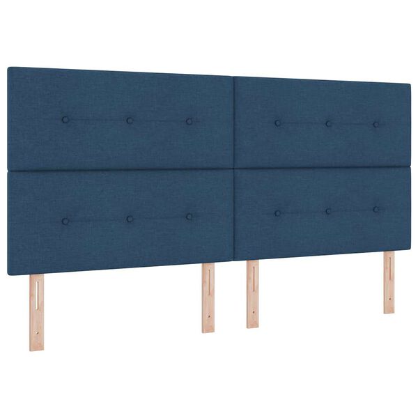 vidaXL Cama Box com colch&atilde;o com cabeceira Azul 200 x 200 cm tecido