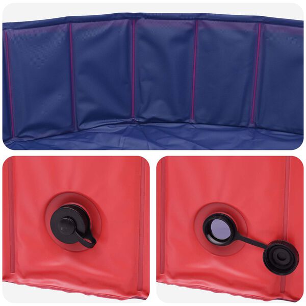 vidaXL Piscina Dobr&aacute;vel para C&atilde;es Vermelho e Azul 120 x 120 x 30 cm