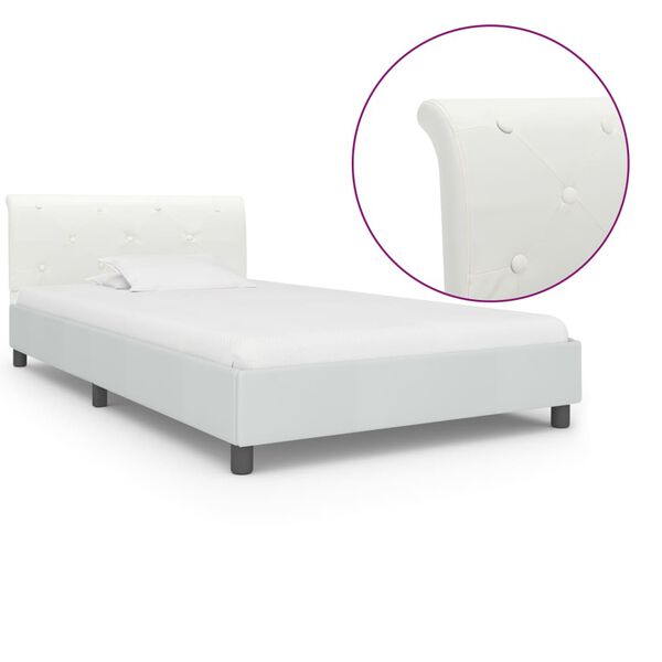vidaXL Estrutura de cama 100x200 cm couro artificial branco