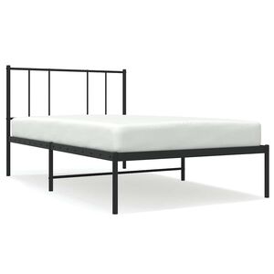 vidaXL Estrutura de cama metal s/ colch&atilde;o c/ cabeceira 75x190 cm preto