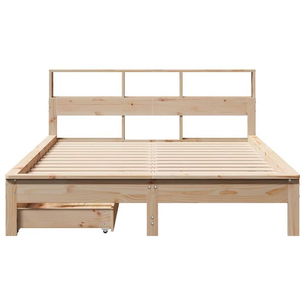 vidaXL Cama com estante sem colch&atilde;o 140x190 cm pinho maci&ccedil;o
