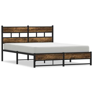 vidaXL Estrutura de cama sem colchão 135x190 cm metal carvalho fumado