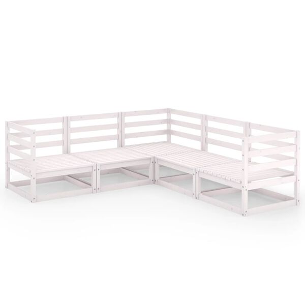 vidaXL 5 pcs conjunto lounge de jardim pinho s&oacute;lido branco