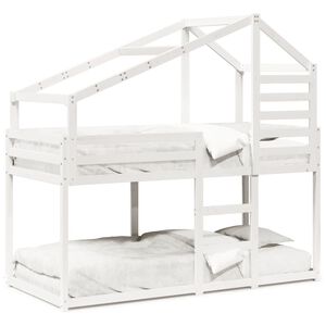 vidaXL Beliche com telhado 90x190 cm madeira de pinho maci&ccedil;a branco