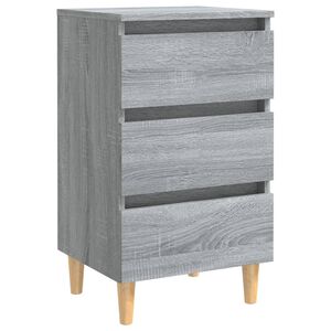 vidaXL Mesa de cabeceira c/ pernas de madeira 40x35x69 cm sonoma cinza