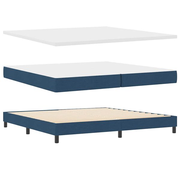 vidaXL Cama Box com colch&atilde;o com cabeceira Azul 200 x 200 cm tecido