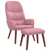 vidaXL Cadeira de descanso com banco p/ p&eacute;s veludo rosa