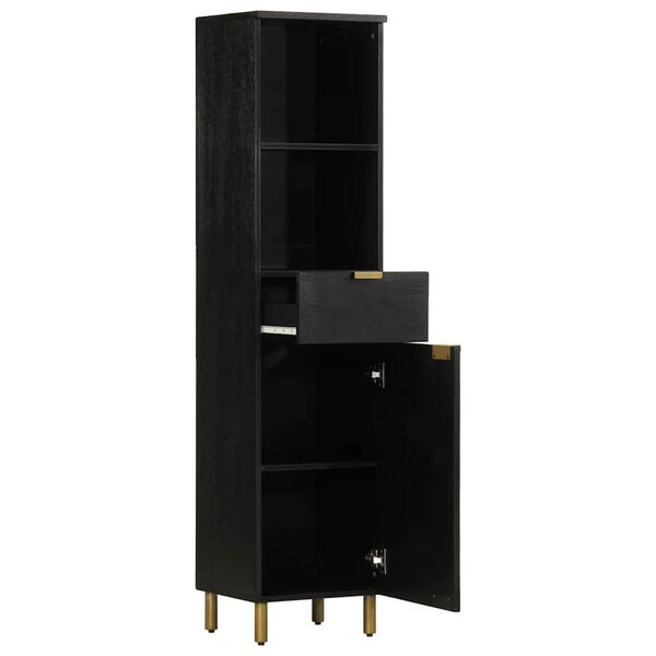 vidaXL Arm&aacute;rio de casa de banho 38x33x160 cm mangueira maci&ccedil;a preto