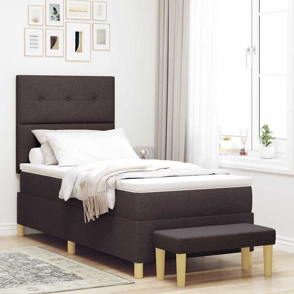 vidaXL Cama Box com colch&atilde;o Castanho escuro 80 x 200 cm tecido