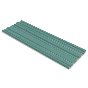 vidaXL Painel de telhado 12 pcs Verde 129 x 45 cm A&ccedil;o galvanizado
