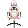 vidaXL Cadeira gaming couro artificial branco e rosa