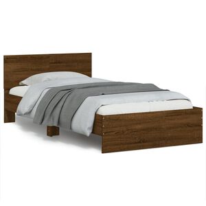 vidaXL Cama sem colch&atilde;o com cabeceira 100x200 cm carvalho castanho