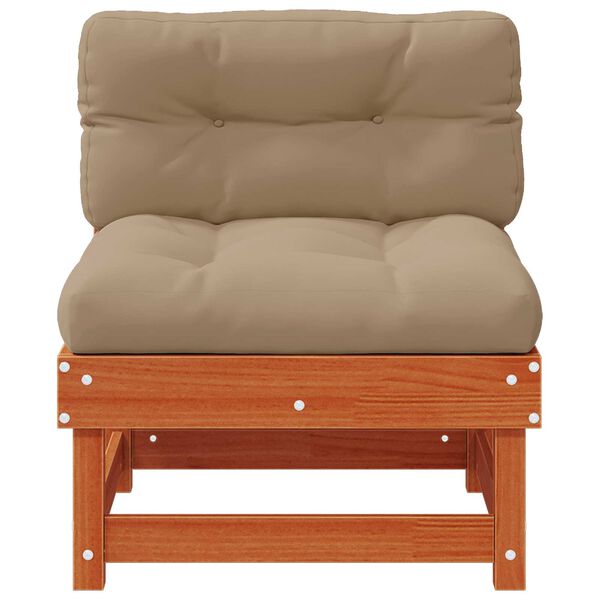 vidaXL Sof&aacute; do Meio do Jardim Madeira de pinho maci&ccedil;o Castanho Cera