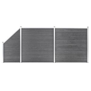 vidaXL Painel veda&ccedil;&atilde;o WPC 2 quadrados + 1 inclinado 446x186cm cinzento