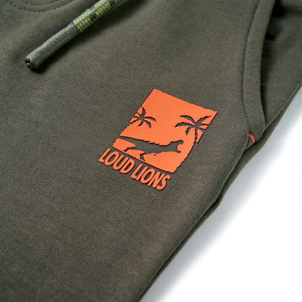 Calções de criança com cordão cor caqui-escuro 92