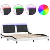 vidaXL Estrutura de cama com LED sem colch&atilde;o Zadar 200x200cm branco/preto
